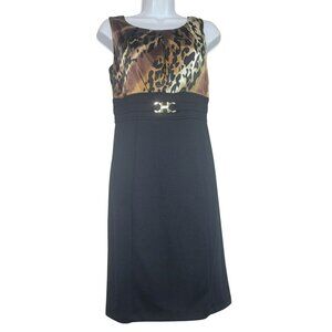 ALYX Petite Dress, Women 8P, Animal Print w/Black Skirt, Accent Belt, EUC